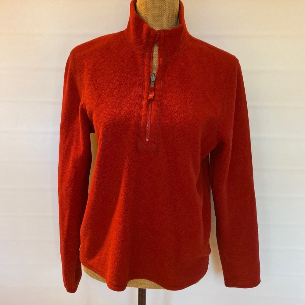 Eddie Bauer pullover fleece jacket size medium, red and grey